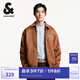 杰克·瓊斯（JACK&JONES）男裝衣服春秋新款仿麂皮絨棉衣翻領厚款夾克保暖外套短款棉服男 E10 深棕色 M 175