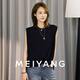 美洋（MEIYANG）浪花背心 天絲棉Row風(fēng)簡(jiǎn)約圓領(lǐng)無(wú)袖花苞上衣 黑色 S