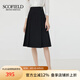 SCOFIELDScofield優(yōu)雅A字半身裙通勤舒適高腰顯瘦褶皺裙女裝夏季新款 黑色 M 165