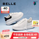 百麗（Belle）簡約舒適小白鞋女2025春新商場同款平穩(wěn)休閑板鞋D5Q1DAM5 白色/黑 37 (235mm)
