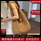 CALWAN KEODH官網(wǎng)包包女包新款春夏度假草編包單肩大容量編織沙灘包休閑通勤包 【卡其】小眾百搭托特包實用走心女生閨蜜