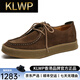 KLWP香港輕奢男鞋新款休閑皮鞋韓版潮流百搭翻毛板鞋英倫風(fēng)真皮板鞋男 卡其 42