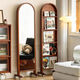 梅萊克斯實(shí)木書(shū)架立式落地穿衣鏡置物架客廳入戶(hù)家用帶滾輪子可移動(dòng)全身鏡 中古色落地書(shū)架＋全身鏡 長(cháng)470x寬310x高1780cm