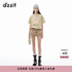 DZZIT地素短袖T恤2024秋季新款水晶飾布設(shè)計(jì)簡約上衣女深卡其色 深卡其色 S