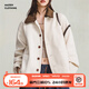 馬登女裝 復古奶白毛呢外套秋季法式氣質(zhì)翻領(lǐng)大衣休閑百搭夾克上衣奶白 （寬松版型建議拍小一碼）S