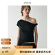 INSISFEMME【松弛感通勤】亞麻棉2025夏新款單肩扭結(jié)小飛袖修身多穿領T恤女 慕尼黑 M