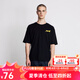 AKSERIESAK男裝夏復(fù)古和平涂鴉秋千大印花落肩款全棉圓領(lǐng)短袖T恤男2100814 黑色 XL