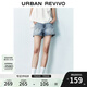 UR2025夏季新款女裝時尚波嬉風(fēng)立體珠花牛仔短褲UYU850083 藍(lán)色 27
