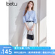百圖betu女裝2025夏季新款襯衫圓領(lǐng)時(shí)髦條紋100%棉七分袖襯衫2503T43 藍(lán)色 M