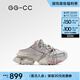 GG-CC【林允同款】未來電音夏季潮流綁帶珠片老爹拖鞋女休閑鞋G25S5901 粉色 37