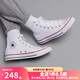 匡威（Converse）All Star經典常青款男鞋女鞋白色高幫休閑運動帆布鞋小白 101009 43