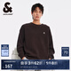 杰克·瓊斯（JACK&JONES）秋季新款男裝潮流毛衣oversized刺繡上衣毛衫舒適百搭純色針織衫 E44 黑砂色 XS 165