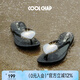 COOLCHAP嘭嘭愛心系列人字拖女海邊沙灘鞋軟底25新款外穿防滑度假夾腳拖鞋 閃亮黑 37