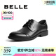百麗正裝鞋男皮鞋牛皮圓頭婚鞋商務休閑皮鞋3UX01CM5 黑色 42 (260mm)