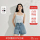 茵曼條紋方領(lǐng)針織吊帶小背心2025夏季女裝新款短款修身上衣 白藍(lán)條 L