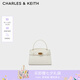 CHARLES&KEITH金屬扣帶凱莉包婚包手提單肩包包女包生日七夕禮物CK2-50270880 Cream奶白色 S