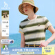 HAZZYS哈吉斯女裝 夏季新款女士寬松條紋圓領(lǐng)T恤衫女ASTSE0BBE58 卡其色KK XL (170/92A 42)