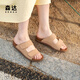 森達(dá)七夕禮物勃肯鞋女款2025夏新商場(chǎng)同款外穿厚底休閑涼拖鞋4RN38BT5 杏色 37