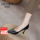 JOSINY卓詩尼職業(yè)黑色高跟鞋女細(xì)跟2025年新款軟皮上班尖頭單鞋 皮面細(xì)跟[5cm] 38