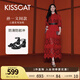 KISSCAT接吻貓孫一文同款【云感】25夏方頭粗跟時(shí)裝涼鞋黑色一字帶涼鞋 黑色 37