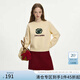 范思藍恩花朵刺繡圓領毛衣女秋冬2024新款寬松顯瘦毛針織衫14165 奶杏色 XL