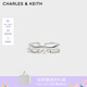 CHARLES&KEITH24秋新品月光謐語(yǔ)仿珍珠疊鏈開口戒指CK5-32120409 Silver銀色 S