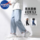 NASA MARVEL七夕情人節禮物牛仔褲男士春秋季美式高街休閑寬松修身闊腿直筒