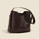 塔馳密司羊皮水桶包女新款真皮感包包女情人節編織斜挎包 咖啡色