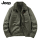 JEEP吉普男士新款棉衣 短款棉服 時髦帥氣 運動外套 秋冬新款 軍綠 2XL