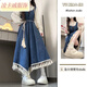 凌卡戚早秋一整套穿搭韓版學(xué)院風(fēng)長(cháng)款格紋流蘇背心連衣裙女疊穿白色襯衫 【套裝】藍色連衣裙+白色襯衫 M