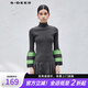 S.DEER圣迪奧女裝時尚高領撞色拼接喇叭袖針織衫S23483504 德國灰/87 M 165
