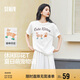 森馬（Semir）短袖t恤女中長款萌寵花上衣25夏透氣吸濕寬松套頭衫109325100005