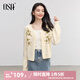歐莎（OSA）燈籠袖提花針織開衫女慵懶風(fēng)外套2025年秋季新款外搭開衫女高級(jí)感 米杏色 M
