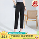 金菊2025春夏季新款桑蠶絲小腳褲松緊腰純色彈力緞百搭女式休閑褲 黑色 L