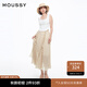 moussy 女裝新品甜美森系風(fēng)木耳邊波點(diǎn)半身裙女028HSA30-1981 070米色 S