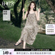 絲柏舍吊帶連衣裙2025夏裝新款女裝復古油畫(huà)印花寬松無(wú)袖長(cháng)裙
