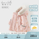 戴維貝拉（DAVE＆BELLA）冬季新款工裝風(fēng)女童棉服連帽兒童外套小童棉襖外衣加絨女寶寶衣服 小熊印花【現(xiàn)貨】 110 cm（建議身高100-110cm）