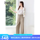 百圖betu女裝2025夏季新款休閑褲100%萊賽爾纖維闊腿褲褲子女2505T62 卡其 M