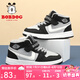巴布豆（BOBDOG）童鞋加絨高幫板鞋冬季新款女童保暖二棉鞋兒童運(yùn)動(dòng)鞋男軟底 黑/天空灰 31 適合腳長(zhǎng)19.2cm