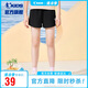 喬丹女童運(yùn)動(dòng)短褲兒童全碼夏季速干梭織褲女孩童裝褲子 黑色 150 