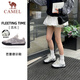 駱駝（CAMEL）流光運動板鞋女夏季網(wǎng)面透氣芭蕾德訓鞋防滑休閑薄底低幫平底鞋 K25B097006，銀/象牙白，女 37