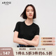 艾諾絲雅詩【商場同款】春秋新品通勤百搭極簡棉質(zhì)短袖女純色T恤30716103 黑色 S