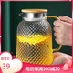 八璽（BAXI）玻璃壺耐高溫家用冷水壺涼水壺果汁壺花茶壺扎壺泡茶壺單壺大容量 菠蘿紋竹蓋壺（可明火） 1.6L 玻璃壺 可明火/電陶爐加熱
