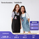 巴拉巴拉女童裙子兒童背帶裙2025夏裝【庫洛米商場同款】牛仔假兩件連衣裙 牛仔淺藍88101 160