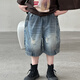 G.DUCKKIDS2025新款夏季時(shí)尚破洞牛仔短褲男女童百搭休閑褲潮款 藍(lán)色 100 cm