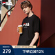 FILA 斐樂官方情侶款針織短袖衫2025春季新款休閑簡約舒適純棉T恤 正黑色-BK L 175/96A