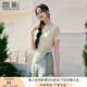 香影新中式輕國風t恤女短袖2025夏裝新款竹子印花不規(guī)則下擺上衣 駝色 M 160/84A/95-110斤