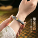 滇慶堂菊韻國風(fēng)手工足銀手鐲手環(huán)999純銀鐲子開(kāi)口鑲金復古國風(fēng)送媽媽 鑲金花韻手鐲【足銀證書(shū)】