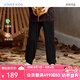 愛(ài)慕兒童（AIMER KIDS）網(wǎng)眼零碳高彈透氣莫代爾兒童褲子防蚊褲外穿運(yùn)動(dòng)褲物理防曬百搭衛(wèi) 黑 110