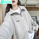 DGOV美式復(fù)古寬松軟糯氣質(zhì)針織開衫毛衣女秋季新款長袖上衣百搭外套女 淺灰色  S 75-90斤